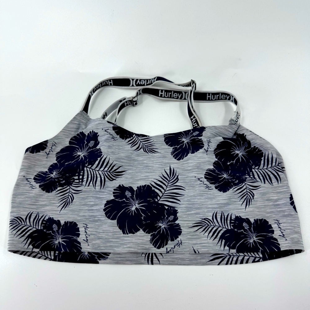 Hurley Women's Floral Print Bralette - Gray and Black